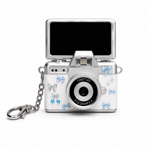 Mini Caméra Rétro Digitale + STICKERS Blue Bow Edition